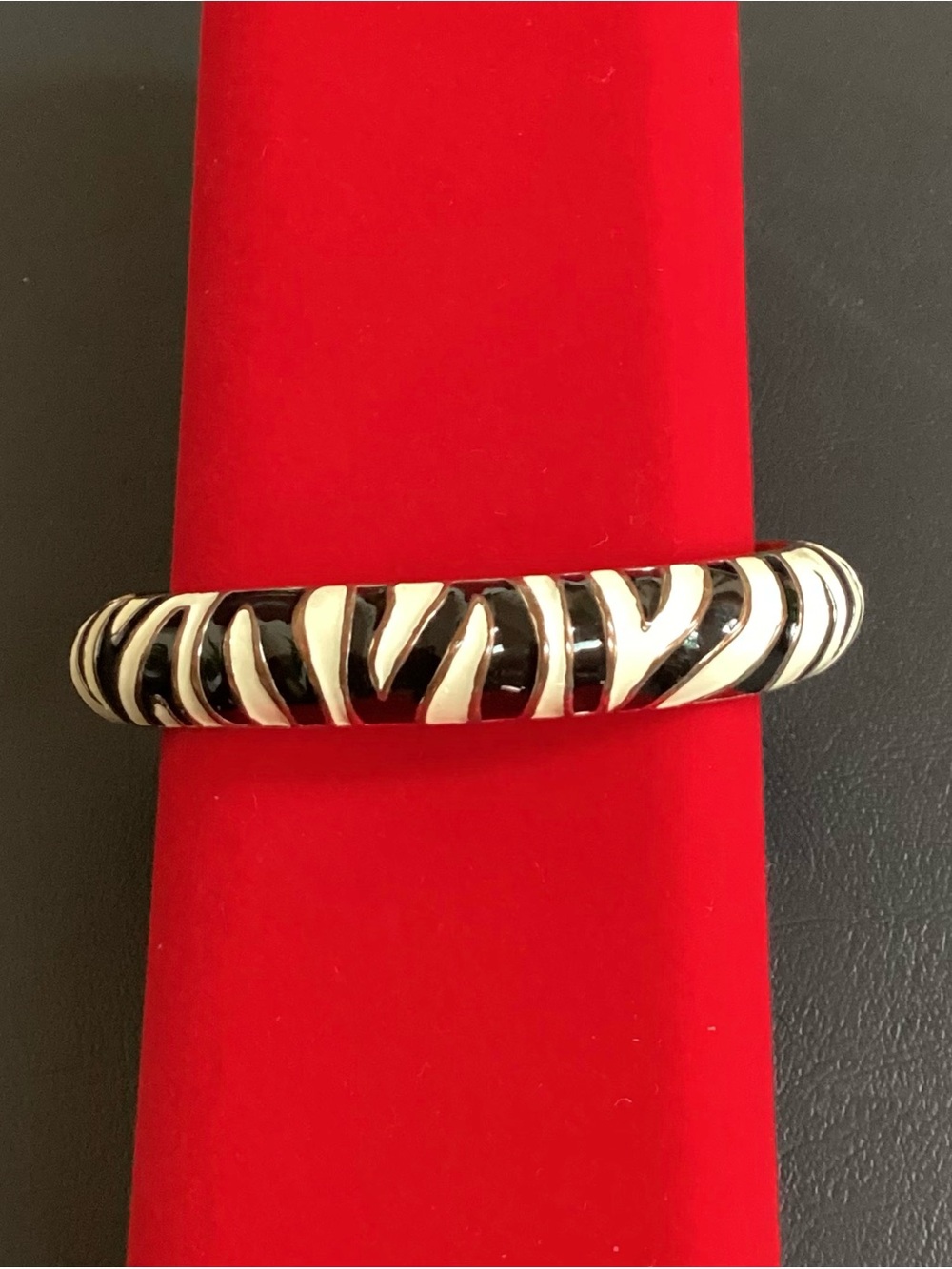 Black and White Zebra Enamel Bangle Bracelet - Women Jewelry